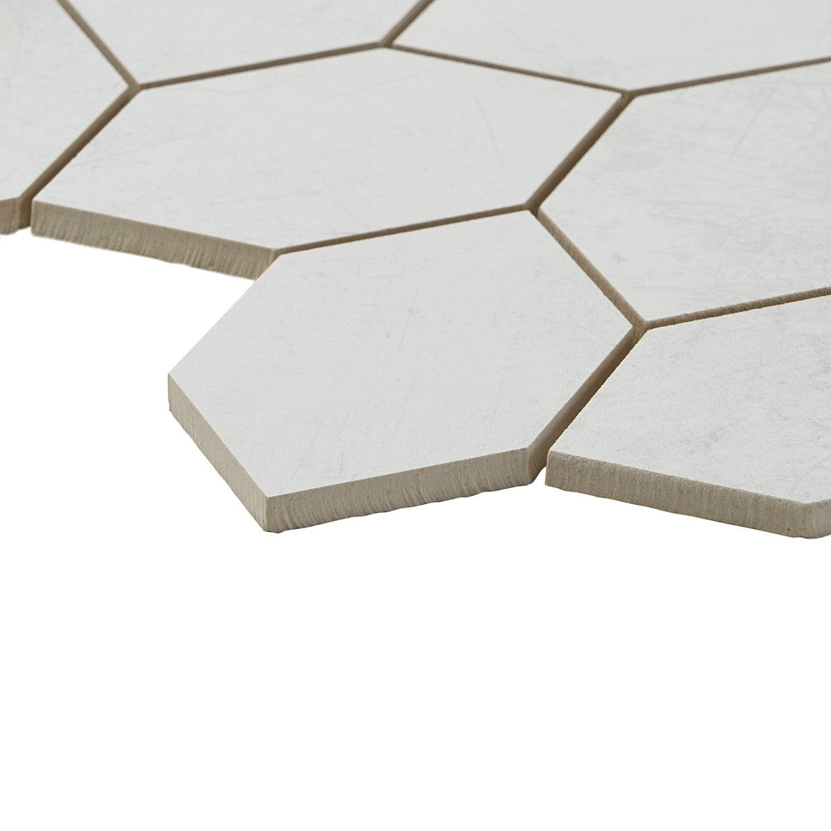Bond Palladium Light Gray Foliage Hexagon Matte Porcelain Mosaic Tile