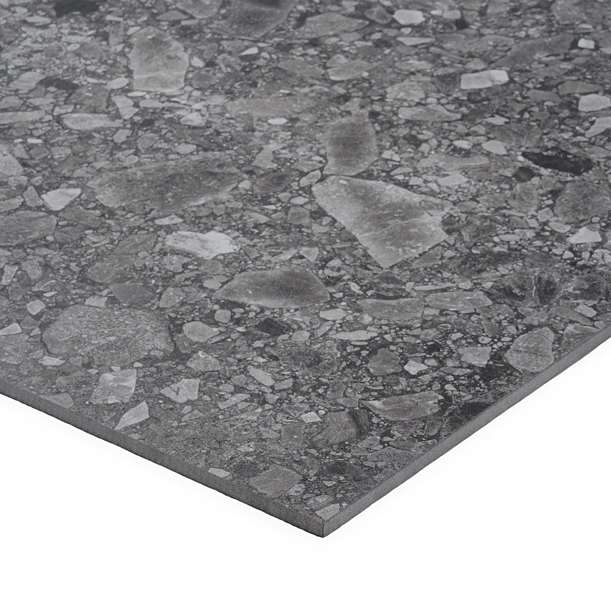Rizo Charcoal Gray Terrazzo Look Matte Porcelain Tile - 24x24