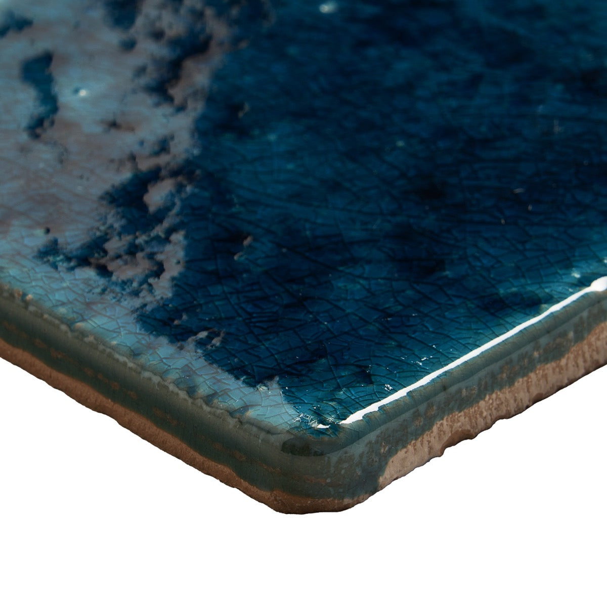 Breeze Ocean Blue 5" Crackled Glossy Porcelain Tile - Lux Tile