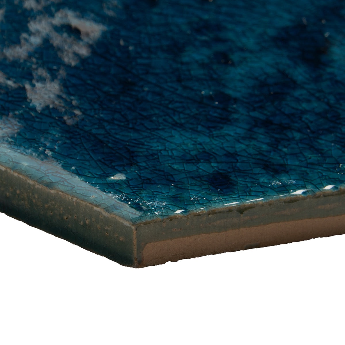 Breeze Ocean Blue 4.5" Hexagon Crackled Glossy Porcelain Tile by Lux Tile