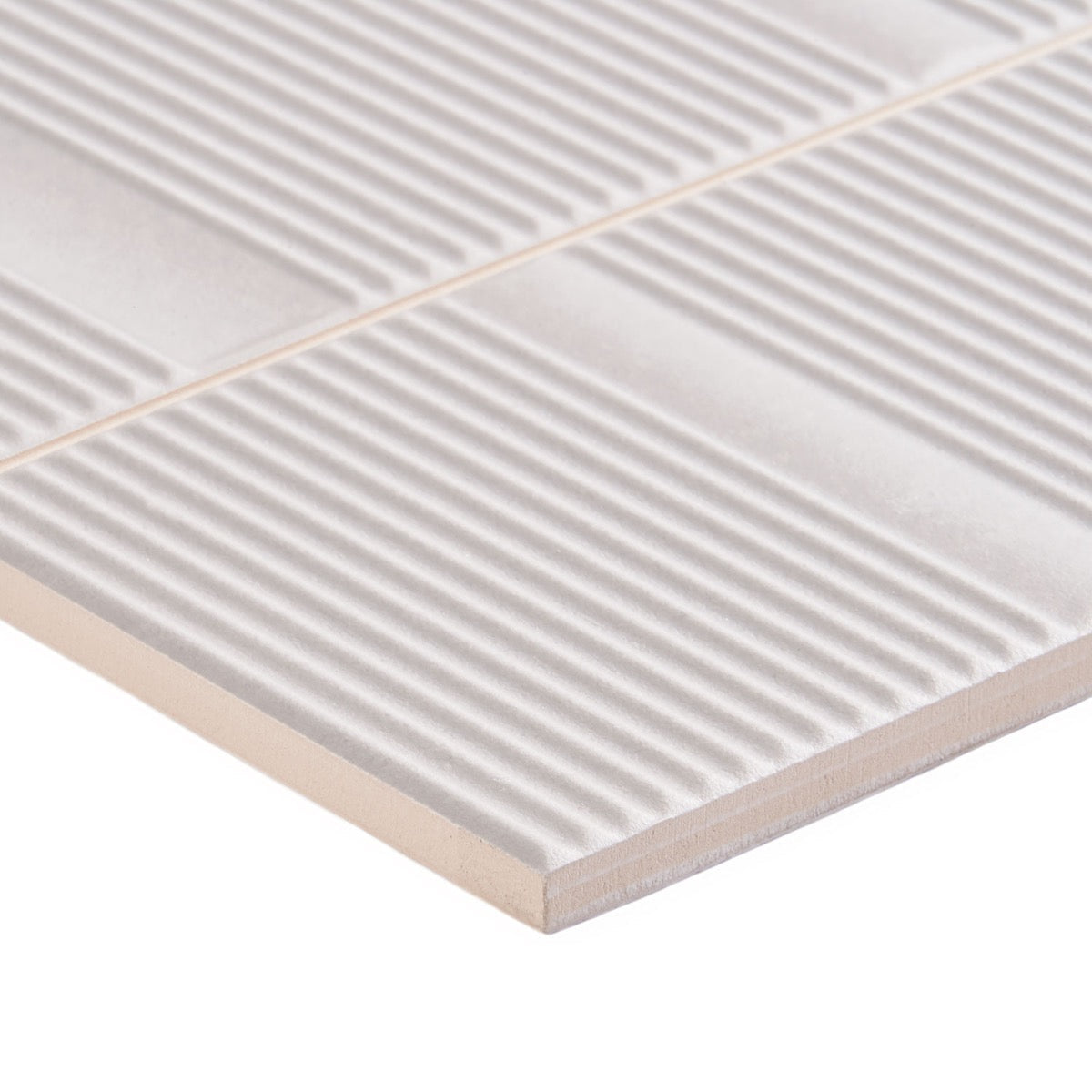 Division Silver 8x16 Fluted Matte Ceramic Wall Tile by Lux Tile