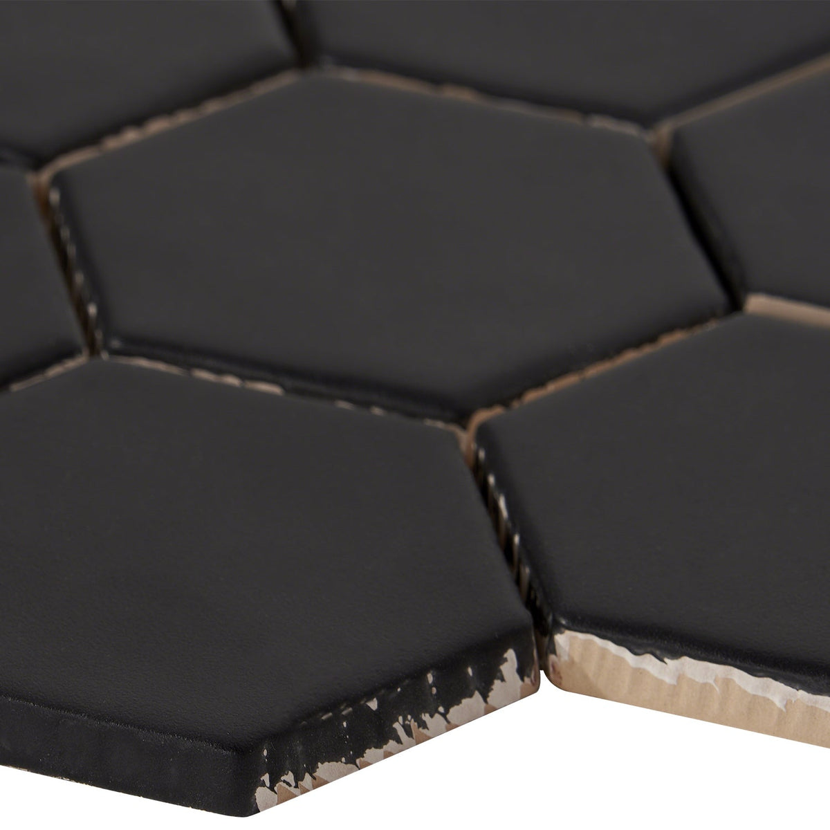 Meadowmere Black 3" Hexagon Matte Ceramic Tile - Lux Tile
