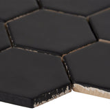 Meadowmere Black 3" Hexagon Matte Ceramic Tile - Lux Tile