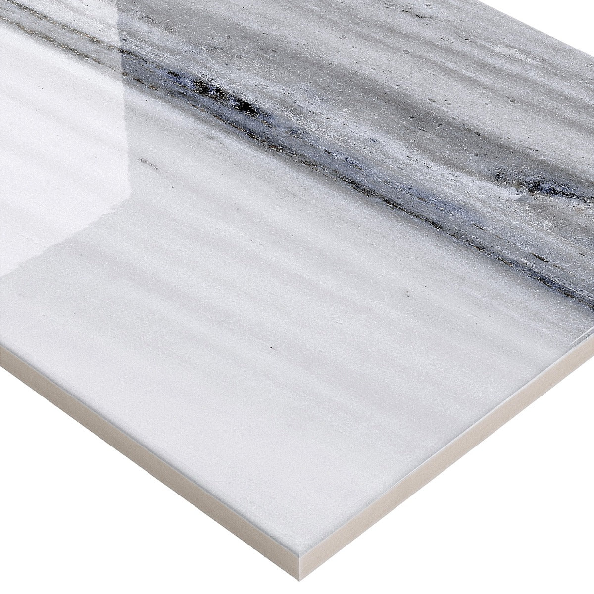 Everest Blue 8x24 Polished Ceramic Tile - Luxurious Marble Look