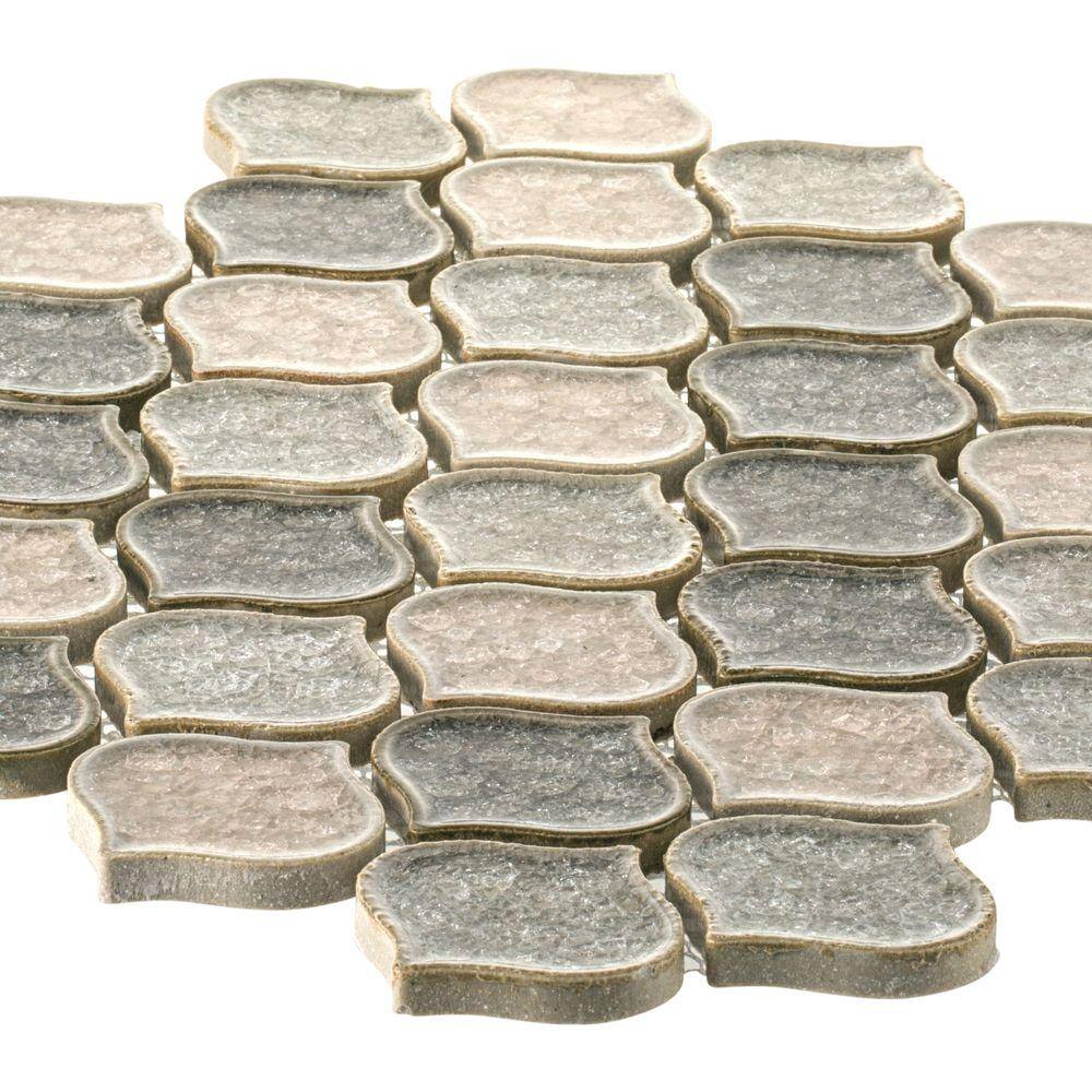 Jeffrey Court Crushed Sunset Beige/Cream 10.75 in. x 10.75 in. Arabesque Glossy Ceramic Mosaic Tile (0.802 sq. ft./Each)
