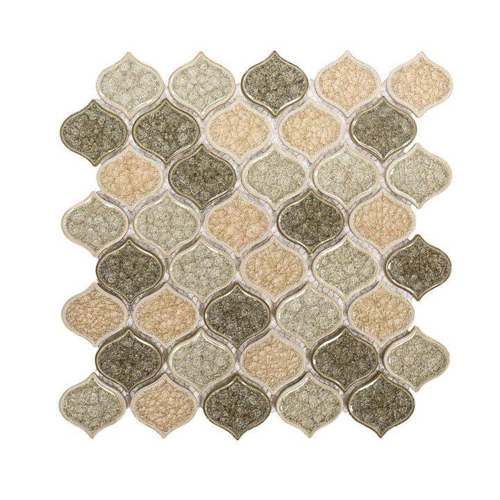 Jeffrey Court Crushed Sunset Beige/Cream 10.75 in. x 10.75 in. Arabesque Glossy Ceramic Mosaic Tile (0.802 sq. ft./Each)