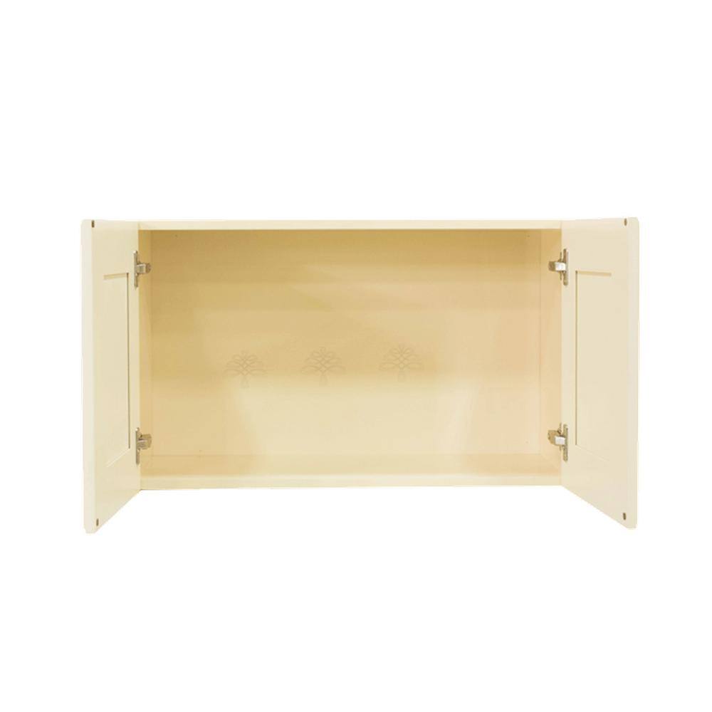 LIFEART CABINETRY Oxford Assembled 30 in. x 18 in. x 12 in. Wall Cabinet with 2 Raised-Panel Doors no Shelf in Creamy White