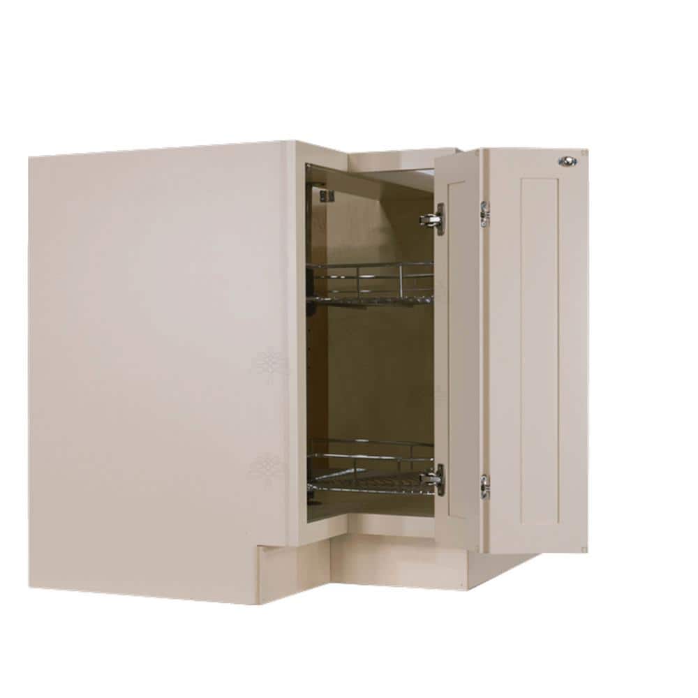 LIFEART CABINETRY Princeton Assembled 33 in. x 34.5 in. x 24 in. Base Lazy Susan Cabinet in Creamy White