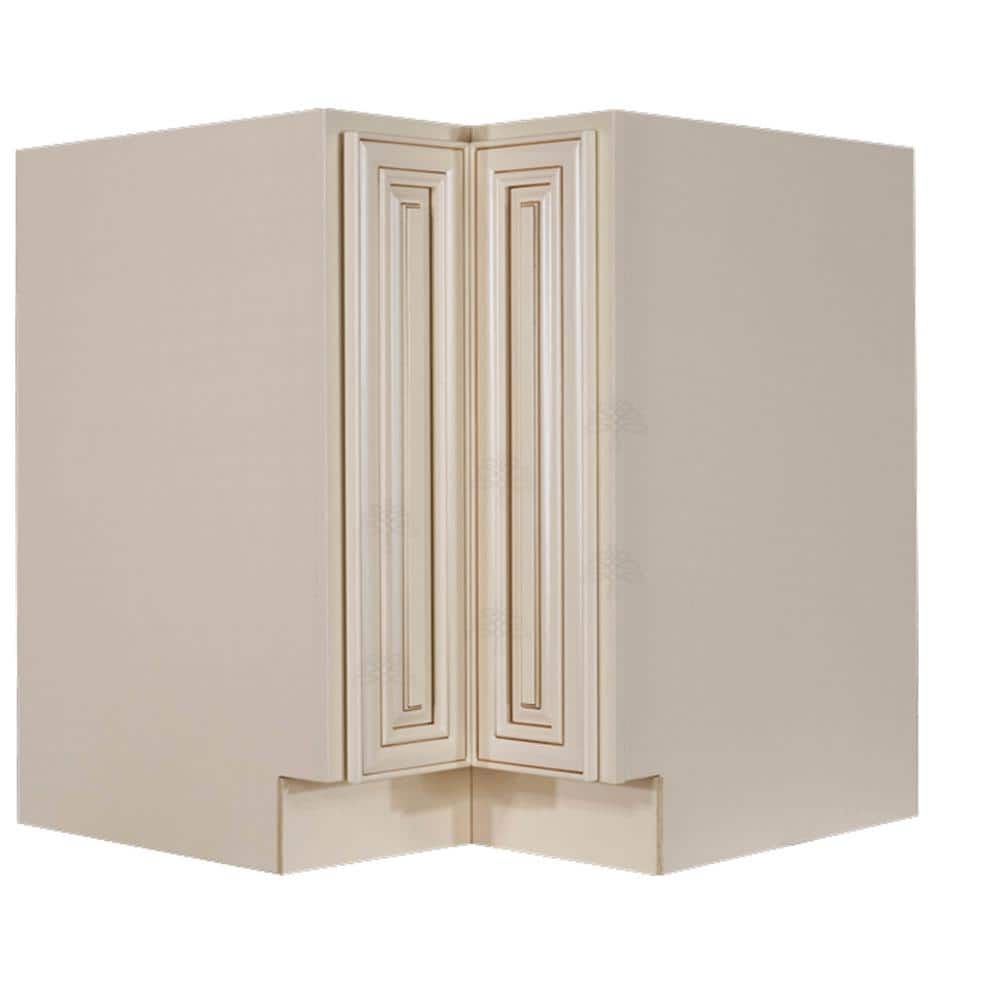 LIFEART CABINETRY Princeton Assembled 33 in. x 34.5 in. x 24 in. Base Lazy Susan Cabinet in Creamy White