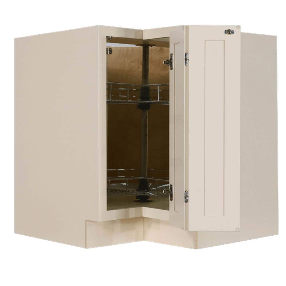 LIFEART CABINETRY Princeton Assembled 33 in. x 34.5 in. x 24 in. Base Lazy Susan Cabinet in Creamy White