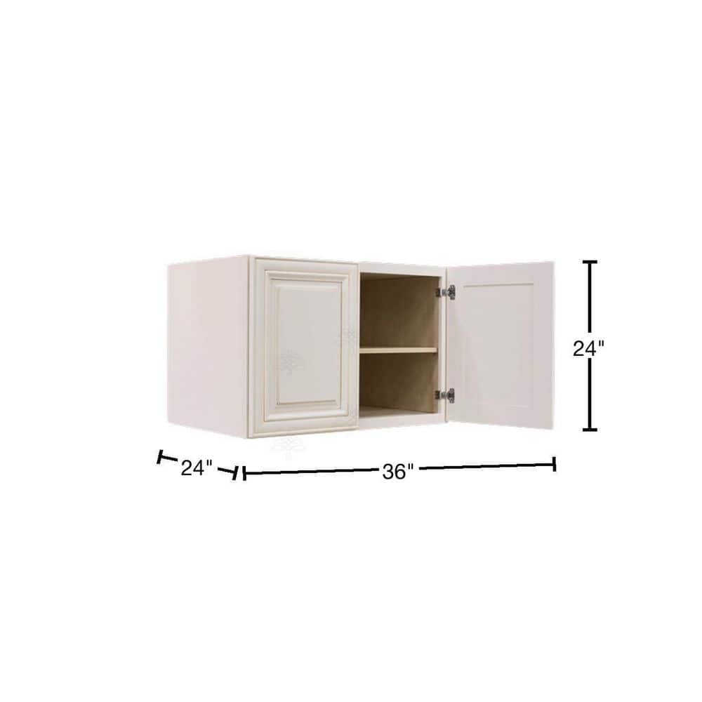 LIFEART CABINETRY Princeton Assembled 36 in. x 24 in. x 24 in. Wall Cabinet with 2 Doors 1 Shelf in Creamy White