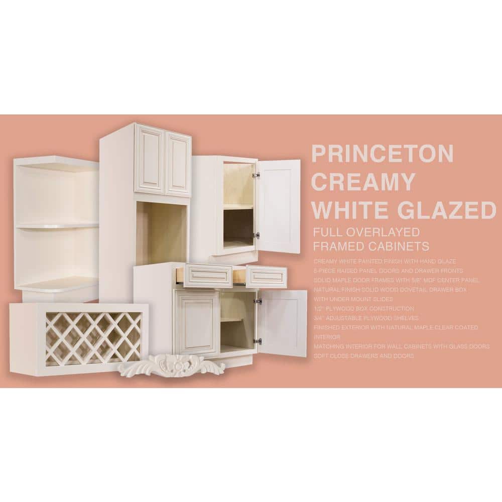 LIFEART CABINETRY Princeton Assembled 36 in. x 24 in. x 24 in. Wall Cabinet with 2 Doors 1 Shelf in Creamy White