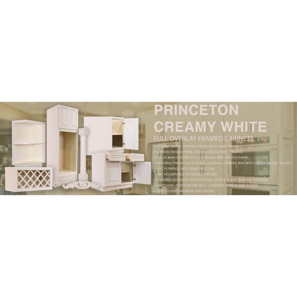 LIFEART CABINETRY Princeton Assembled 24 in. x 36 in. x 15 in. Wall Diagonal Mullion Door Cabinet with 2 Doors in Creamy White