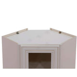 LIFEART CABINETRY Princeton Assembled 24 in. x 42 in. x 15 in. Wall Diagonal Mullion Door Cabinet with 2 Doors in Creamy White