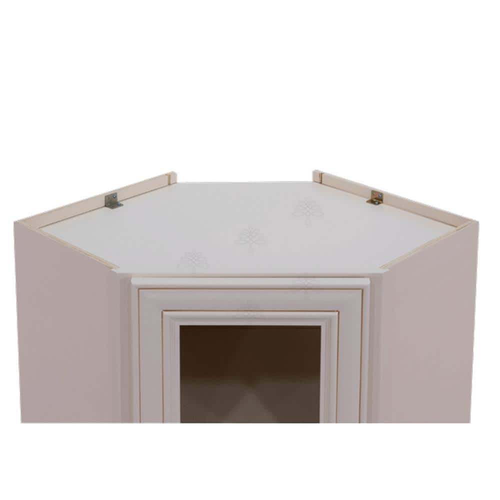 LIFEART CABINETRY Princeton Assembled 24 in. x 30 in. x 12 in. Wall Diagonal Mullion Door Cabinet with 2 Doors in Creamy White