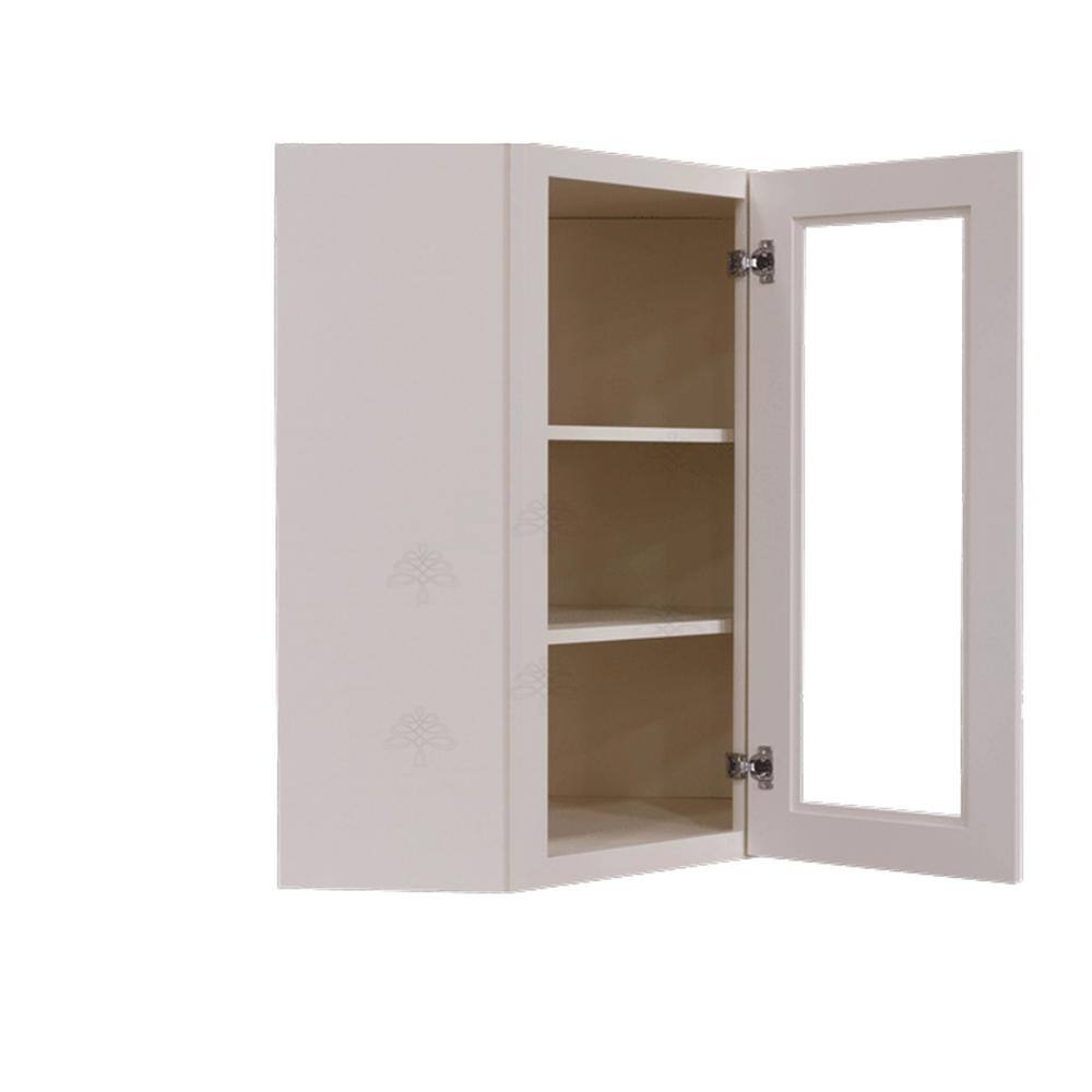 LIFEART CABINETRY Princeton Assembled 24 in. x 36 in. x 12 in. Wall Diagonal Mullion Door Cabinet with 2 Doors in Creamy White