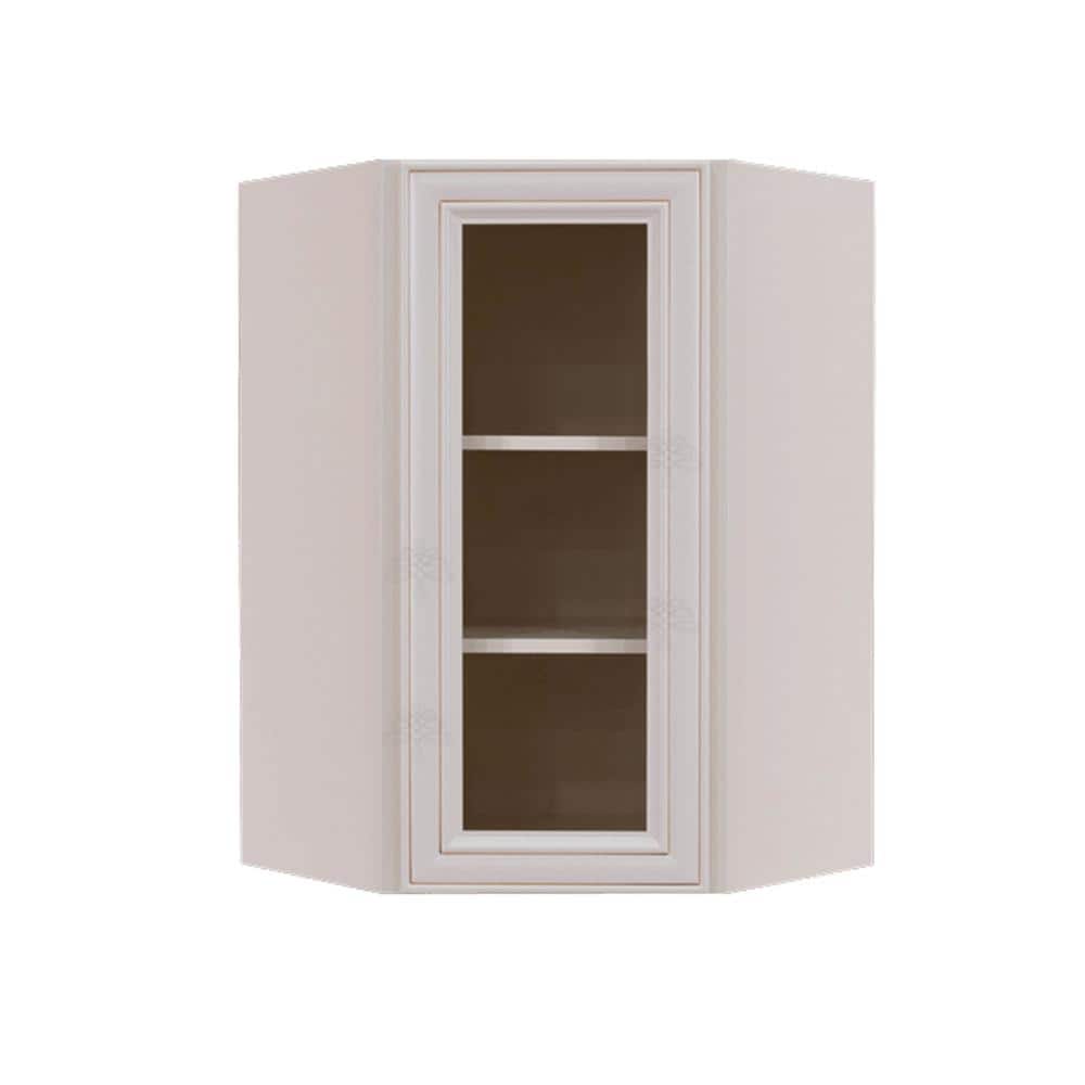 LIFEART CABINETRY Princeton Assembled 24 in. x 36 in. x 12 in. Wall Diagonal Mullion Door Cabinet with 2 Doors in Creamy White