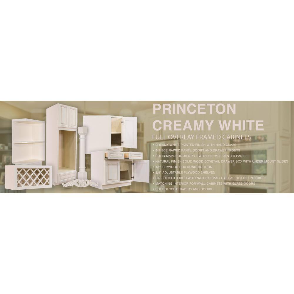 LIFEART CABINETRY Princeton Assembled 24 in. x 36 in. x 12 in. Wall Diagonal Mullion Door Cabinet with 2 Doors in Creamy White