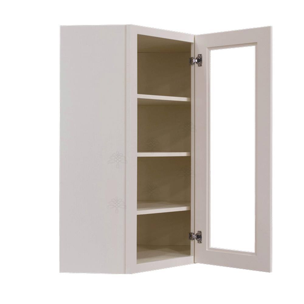 LIFEART CABINETRY Princeton Assembled 24 in. x 42 in. x 12 in. Wall Diagonal Mullion Door Cabinet with 2 Doors in Creamy White