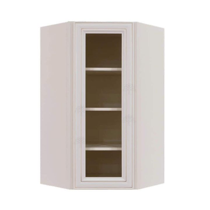 LIFEART CABINETRY Princeton Assembled 24 in. x 42 in. x 12 in. Wall Diagonal Mullion Door Cabinet with 2 Doors in Creamy White