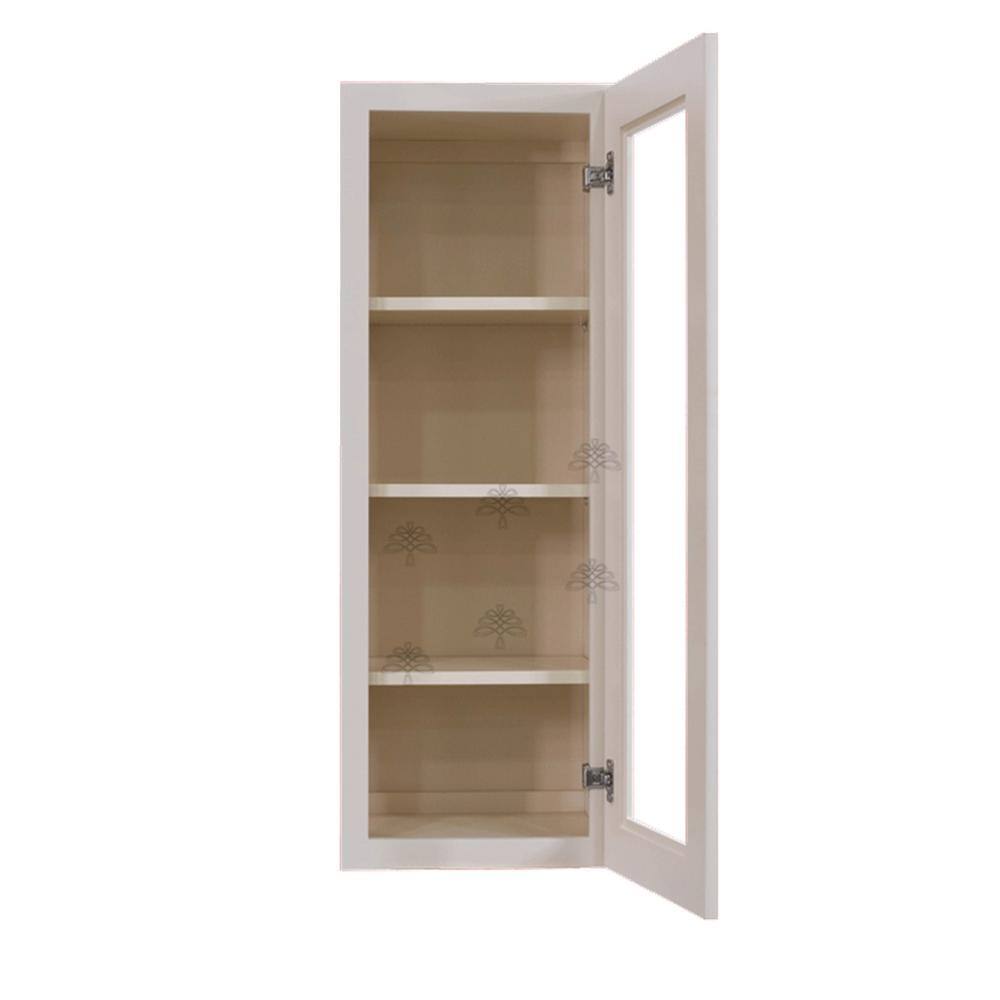 LIFEART CABINETRY Princeton Assembled 18 in. x 42 in. x 12 in. Wall Mullion Door Cabinet with 1 Door 3 Shelves in Creamy White Glazed