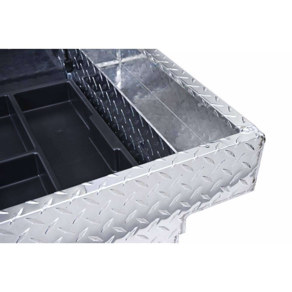 Delta 70 in. Diamond Plate Aluminum Full-Size Crossbed Truck Tool Box, Dual Mid-Lid