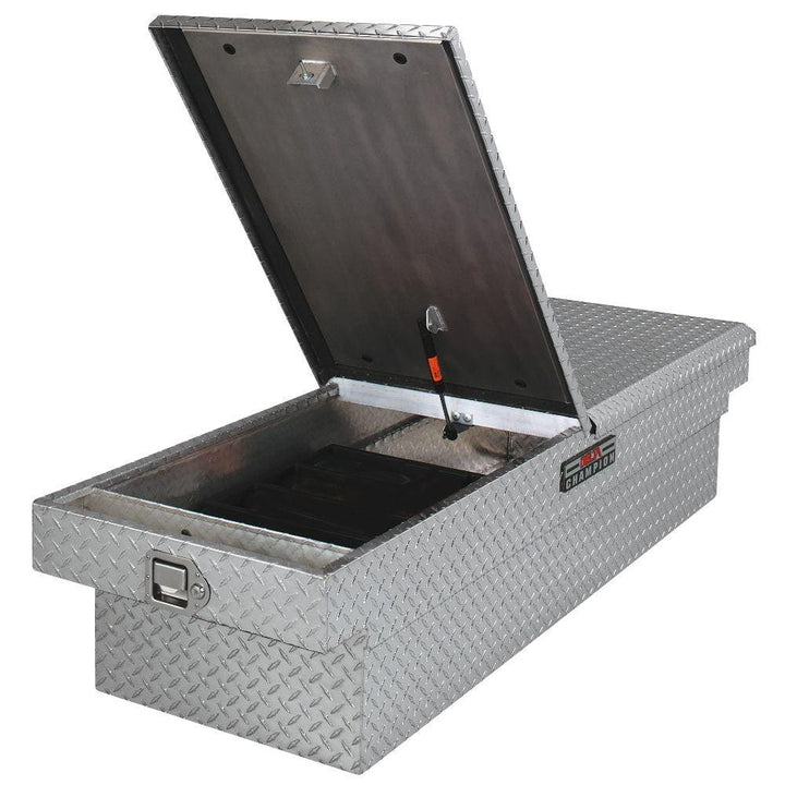 Delta 70 in. Diamond Plate Aluminum Full-Size Crossbed Truck Tool Box, Dual Mid-Lid