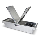 Delta 70 in. Diamond Plate Aluminum Full-Size Crossbed Truck Tool Box, Dual Mid-Lid