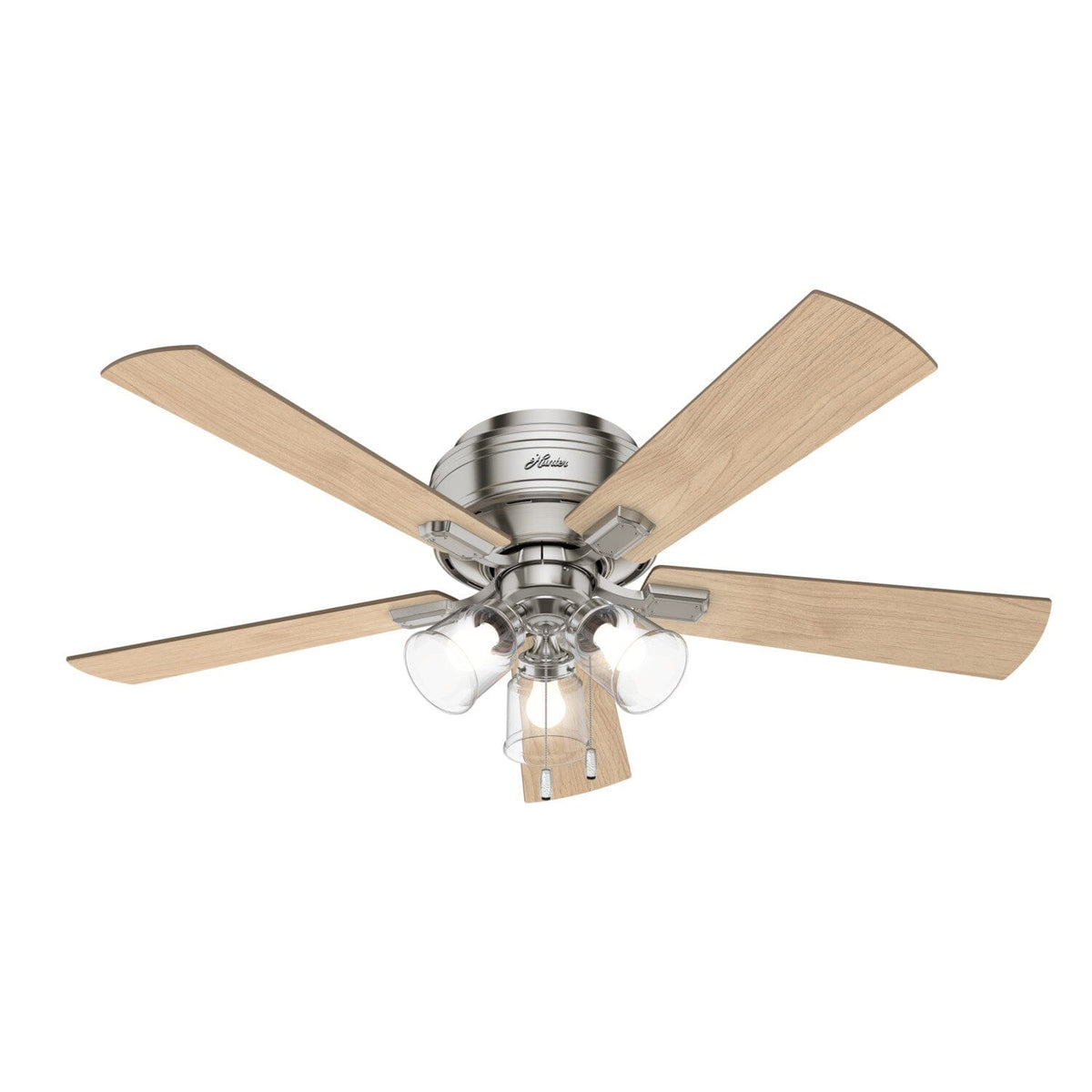 Hunter Crestfield 52-in Noble Bronze LED Indoor Low-Profile Flush-Mount Ceiling Fan with 3-Light Kit (5-Blade)