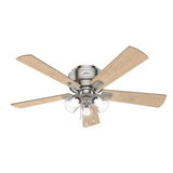 Hunter Crestfield 52-in Noble Bronze LED Indoor Low-Profile Flush-Mount Ceiling Fan with 3-Light Kit (5-Blade)