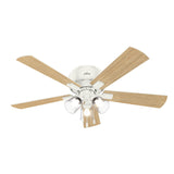 Hunter Crestfield 52-in Noble Bronze LED Indoor Low-Profile Flush-Mount Ceiling Fan with 3-Light Kit (5-Blade)