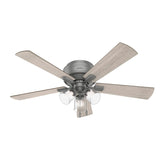 Hunter Crestfield 52-in Noble Bronze LED Indoor Low-Profile Flush-Mount Ceiling Fan with 3-Light Kit (5-Blade)