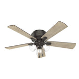 Hunter Crestfield 52-in Noble Bronze LED Indoor Low-Profile Flush-Mount Ceiling Fan with 3-Light Kit (5-Blade)