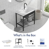 Eridanus Branson 32 in. Freestanding Vitreous China Laundry Sink with Cabinet
