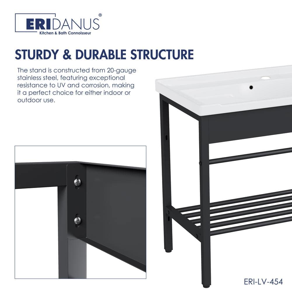 Eridanus Branson 32 in. Freestanding Vitreous China Laundry Sink with Cabinet