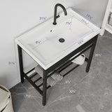 Eridanus Branson 32 in. Freestanding Vitreous China Laundry Sink with Cabinet
