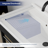 Eridanus Branson 32 in. W x 19 in. D Vitreous China Freestanding Utility/Laundry Sink with Cabinet in White, with Drainboard Set