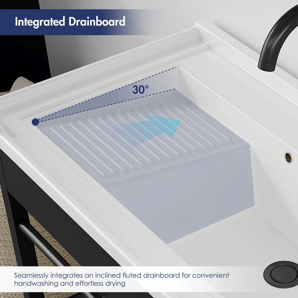 Eridanus Branson 32 in. Freestanding Vitreous China Laundry Sink with Cabinet