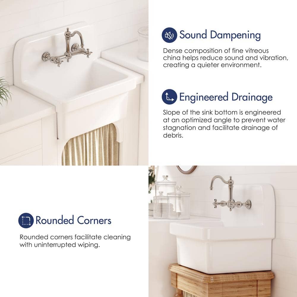 Eridanus Mason 8 Gal. Wall Mount Utility Sink in Crisp White