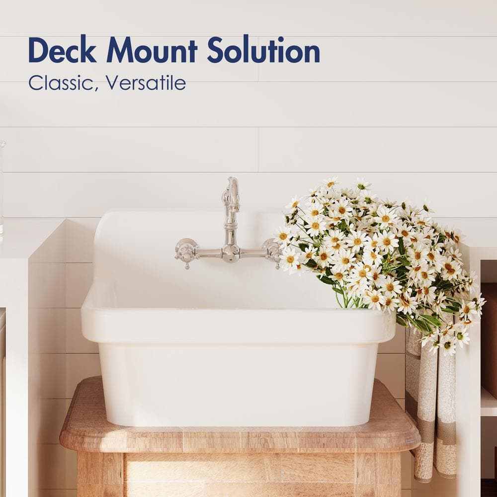 Eridanus Mason Wall Mount Laundry Utility Sink 10 Gallon in Crisp White with Basket Strainer