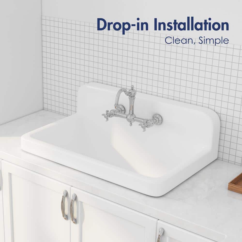 Eridanus Mason 15 Gal. Wall Mount Laundry Utility Sink - Crisp White