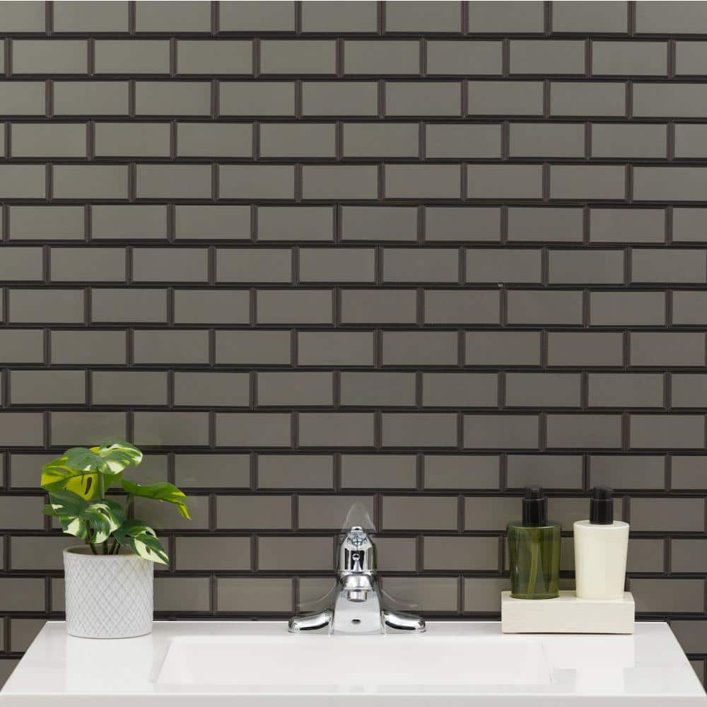 MSI Crisson Bevel Subway Peel and Stick Textured Glass Mosaic Tile, 12 in. x 12 in. x 4mm (1 sq. ft. Sheet)