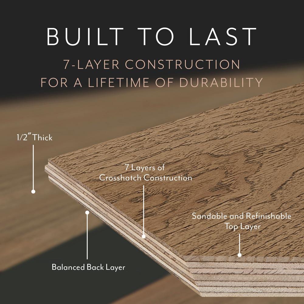 ASPEN FLOORING Crown Hickory 1/2 in. T x 7.5 in. W Water Resistant Wire Brushed Engineered Hardwood Flooring (31.09 sqft/case)
