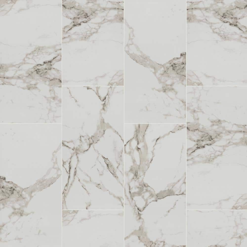 MSI Crystal Bianco 12 in. x 24 in. Polished Porcelain Floor and Wall Tile (16 sq. ft. /Case)