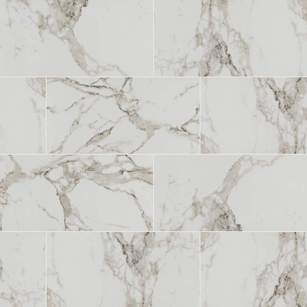 MSI Crystal Bianco 12 in. x 24 in. Polished Porcelain Floor and Wall Tile (16 sq. ft. /Case)