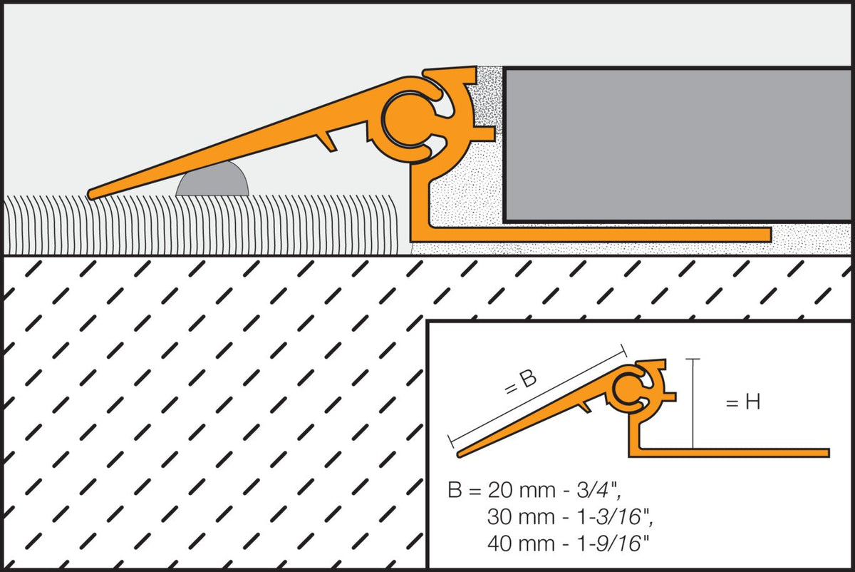Schluter Systems RENO-V 0.563-in W x 98.5-in L Satin Anodized Aluminum Reducer Tile Edge Trim