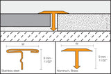 Schluter Systems RENO-T 0.344-in W x 98.5-in L Solid Brass T-Shape Tile Edge Trim - Brass