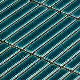 Kai Teal Crackled Glossy Porcelain Mosaic Tile - Lux Tile