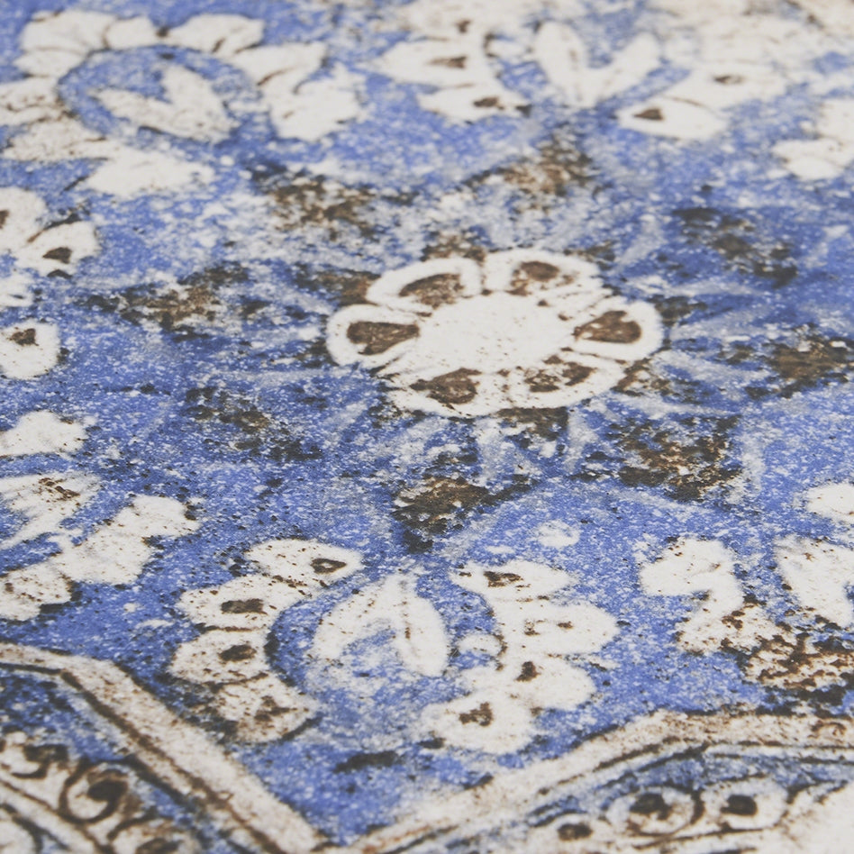 Lenox Flora Blue 8x8 Matte Porcelain Tile - Mediterranean Design