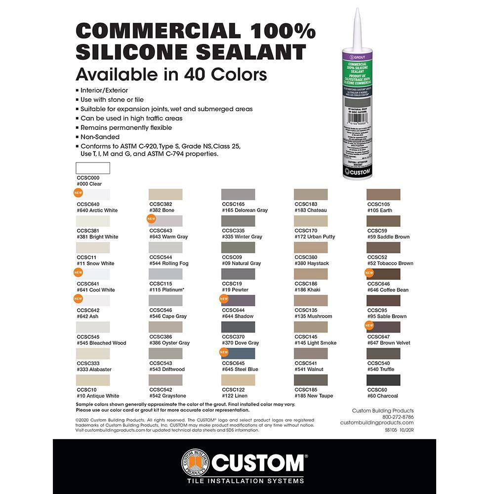 Custom Building Products Commercial #145 Light Smoke 10.1 oz. Silicone Caulk